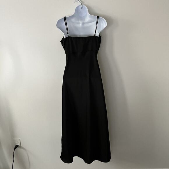 Forever 21 Slip‎ Dress Womens Medium Black Satin Cut Out White Lace Sexy Glam - Picture 9 of 14